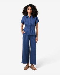 Forcast - Ami Linen Pleated Tuck Shirt