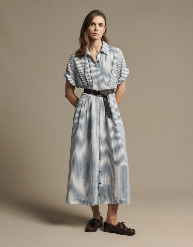 R.M.Williams - Tuck Linen Stripe Dress