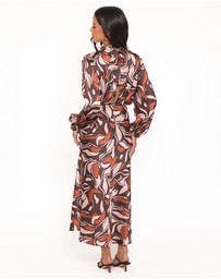 Petal & Pup - Demire Long Sleeve Midi Dress - Brown Multi