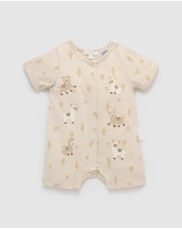 Purebaby - Llama Fiesta Short Growsuit -Kids-Babies