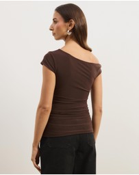 Atmos&Here - Freya Mesh Off Shoulder Twist Top