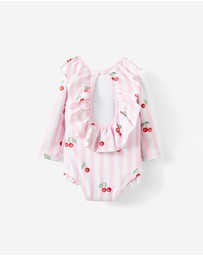 Cotton On Kids - Bonnie Long Sleeve Ruffle One Piece (Keyhole Back)