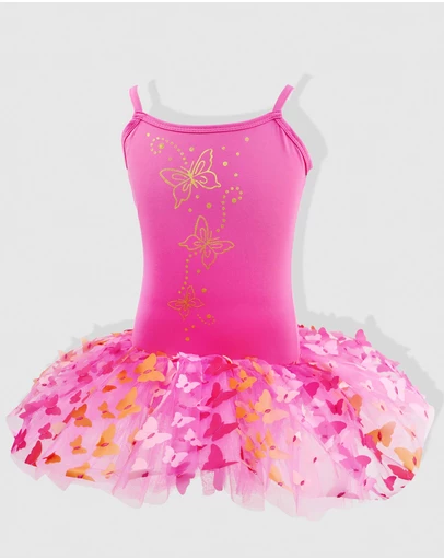 Pink Poppy - Butterfly Hot Pink & Gold Multi-layered Tutu