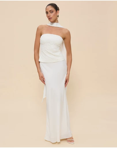 CHANCERY - Renn Strapless Lace And Satin Maxi Dress with Scarf