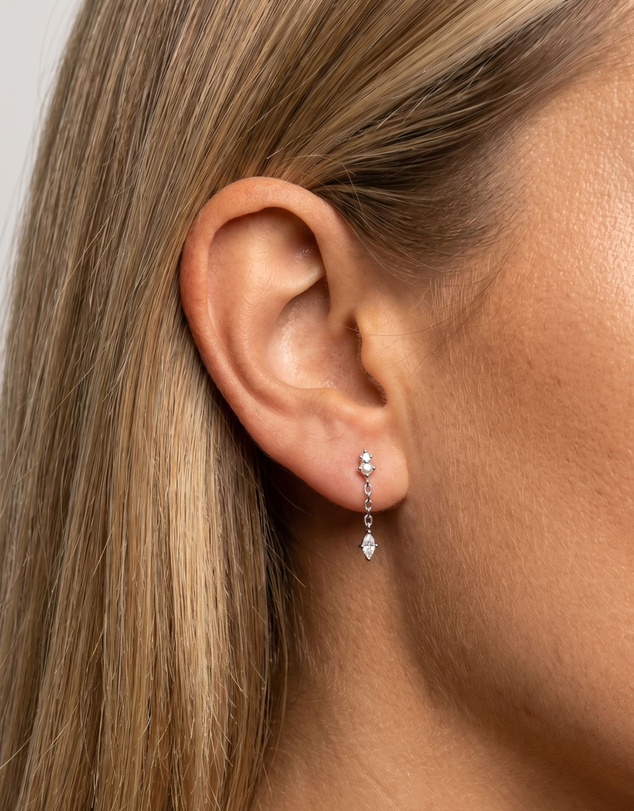 HOUSE OF SLANI - Pia Dainty Silver Drop Earrings