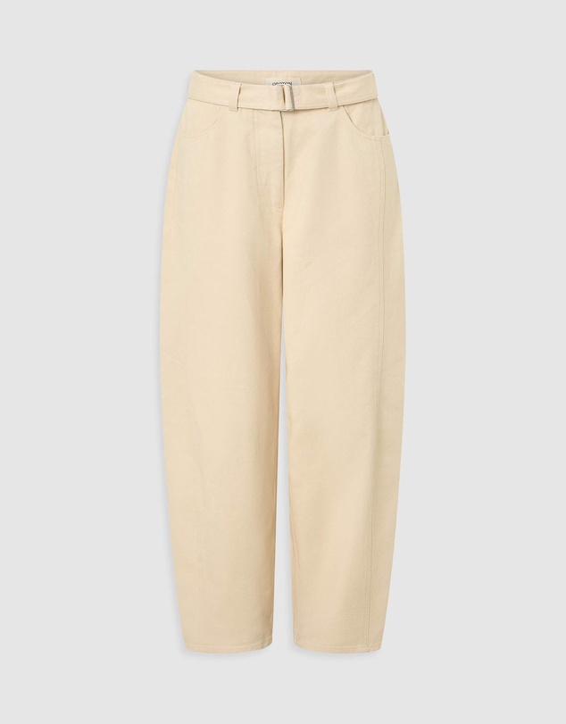 Oroton - Washed Twill Barrel Leg Pants