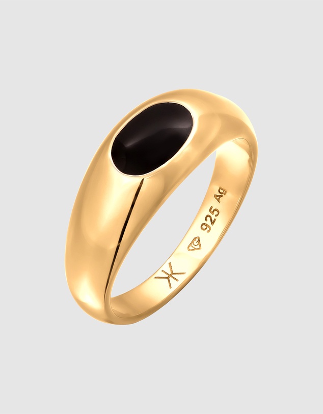 Kuzzoi - ICONIC EXCLUSIVE - Enamel Signet Ring in Gold-Plated 925 Sterling Silver