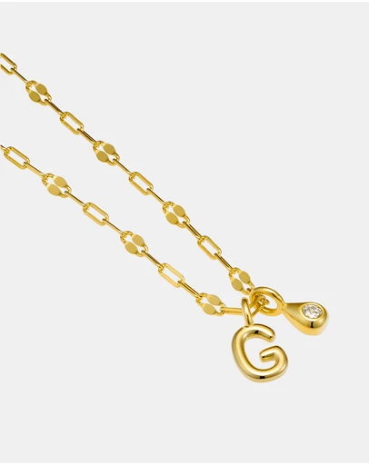 Zoe Olivia - 14K Gold Vermeil Imprint Initial G Cubic Zirconia Necklace