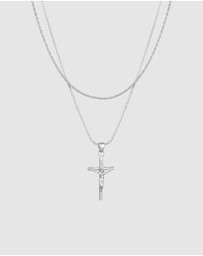 Kuzzoi - ICONIC EXCLUSIVE - Necklace Layer Cross Cord Chain in 925 Sterling Silver