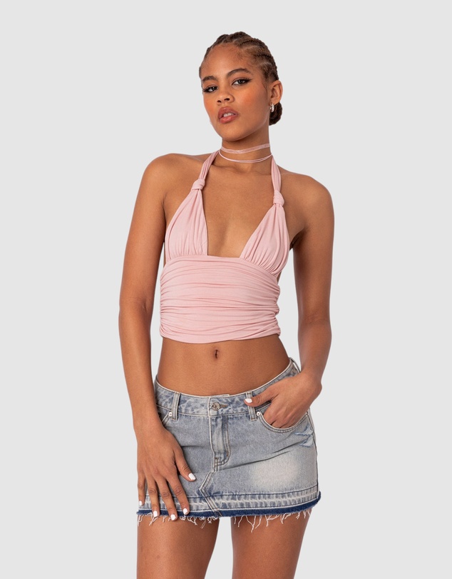 EDIKTED - Lillie Knotted Halter Top