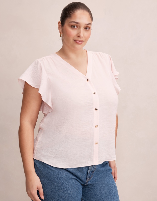 Forever New Curve - Cecilia Curve Flutter Sleeves Blouse