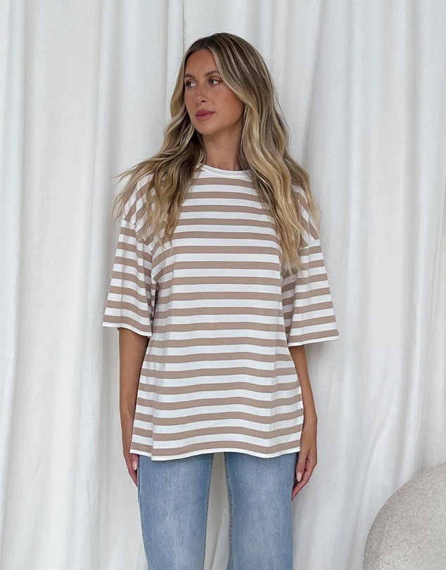 Dazie - Nostalgia Stripe Oversized Boyfriend Tee