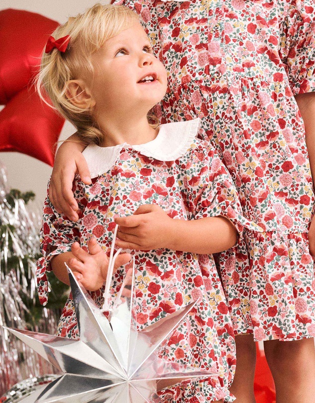 Huxbaby - Festive Floral Frill Collar Bubble Romper - Babies