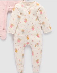 Purebaby - 2 Pack Zip Growsuit -Kids-Babies