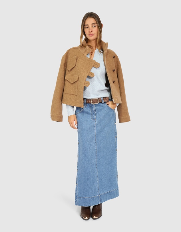 Belle & Bloom - Frankie Textured Kniteed Polo Long Sleeve Top