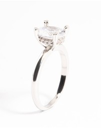 Lovisa - Silver Cubic Zirconia Single Oval Ring