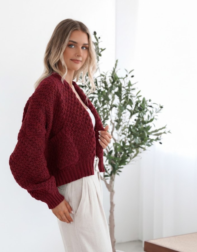 Esther & Co - Dorine Cardigan - Wine