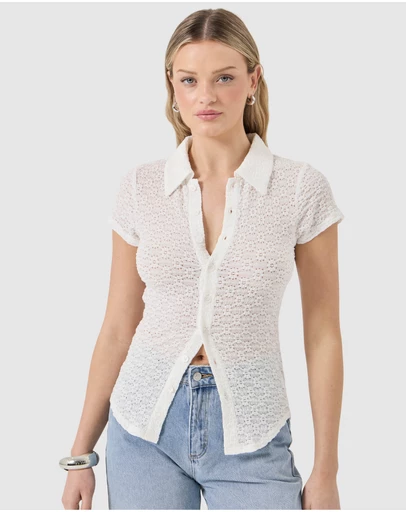 Rolla's - Daisy Lace Short Sleeve Shirt