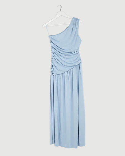 Revibe - Repaired AERE Aloma One Shoulder Ruched Dress - AU 12
