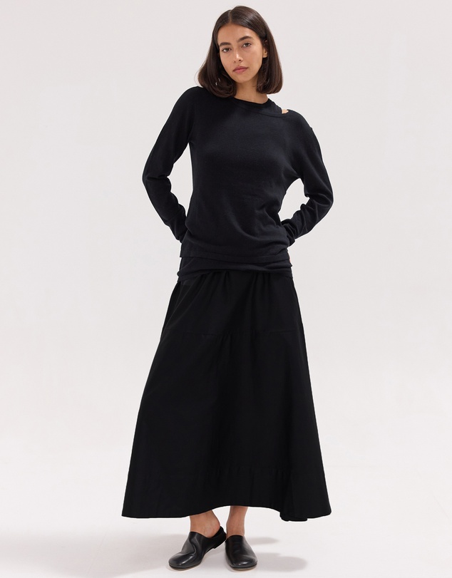 Cloth & Co. - The Poplin Maxi Skirt Black