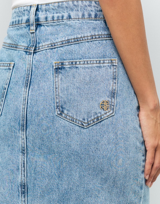 AERE - Mid Rise Denim Midi Skirt