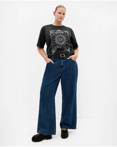 City Chic - Plus size Lola Cotton Tee - black
