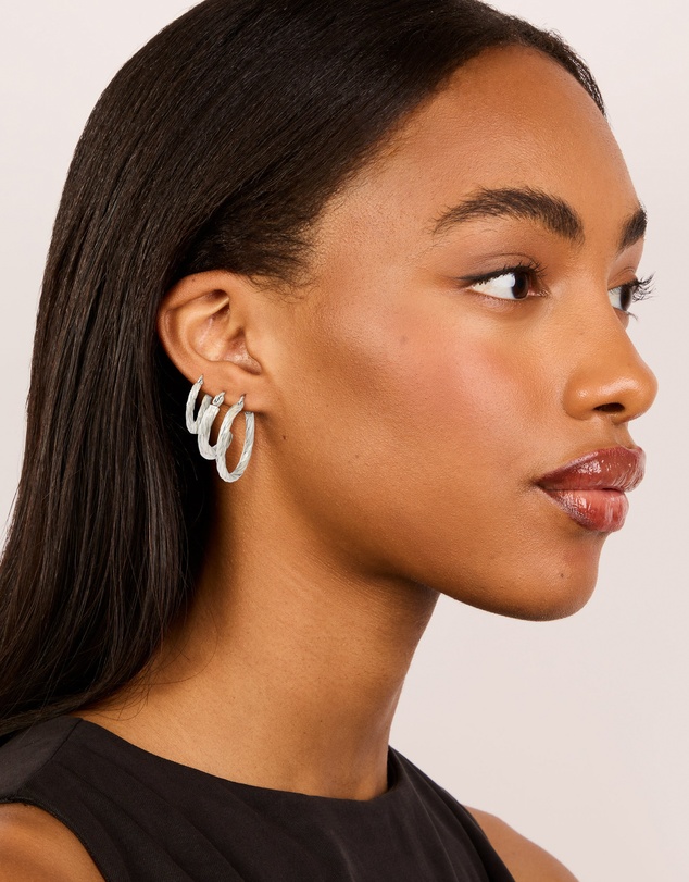 Lovisa - Waterproof Stainless Steel Twisted Hoop Earrings 3-Pack