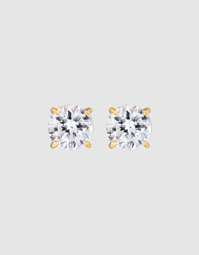 Kuzzoi - ICONIC EXCLUSIVE - Crystal Stud Earrings in Gold-Plated 925 Sterling Silver