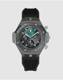 Philipp Plein - Plein Chrono Royal 46mm Gun Dial with Black Silicone Strap