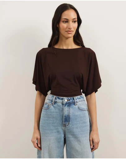 Atmos&Here - Amara Jersey Tie Back Short Sleeve Top