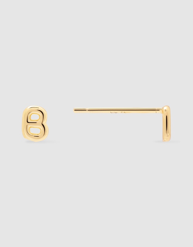 Wanderlust + Co - Alphabet Bubble Gold Stud Earrings - Letter B