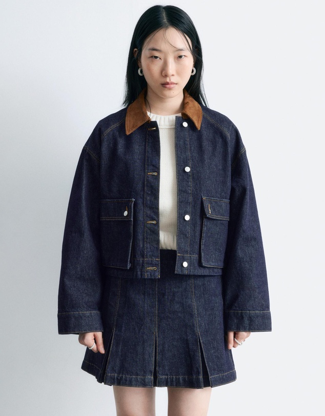 & Other Stories - Short Cord-Collar Denim Jacket