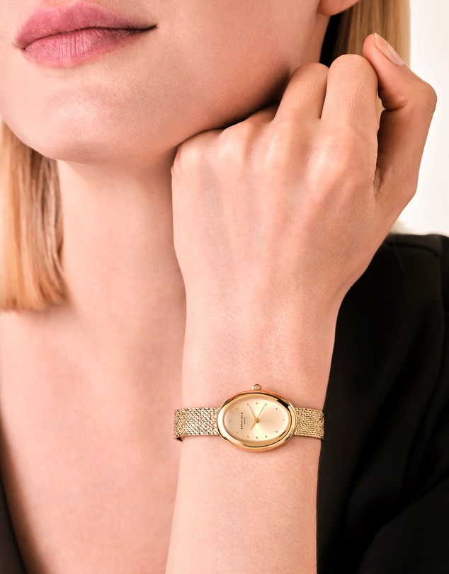 Rosefield - Ovale Gold-Tone Mesh Bracelet Watch