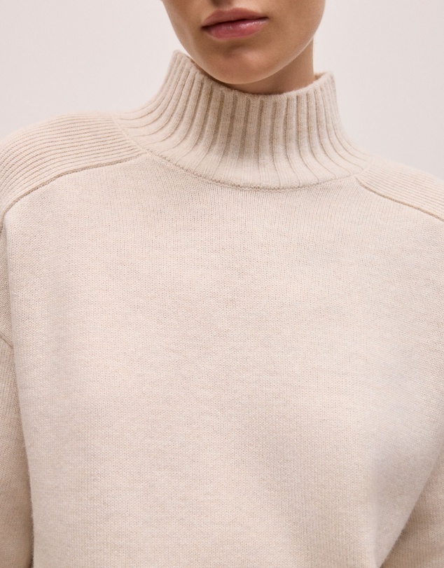 Trenery - Merino Funnel Neck Pullover in Oat