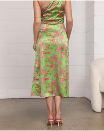 Dazie - Check On It Satin Midi Skirt
