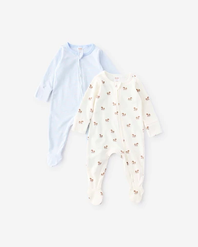 Cotton On Kids - Organic 2Pk Long Sleeve Zip Romper