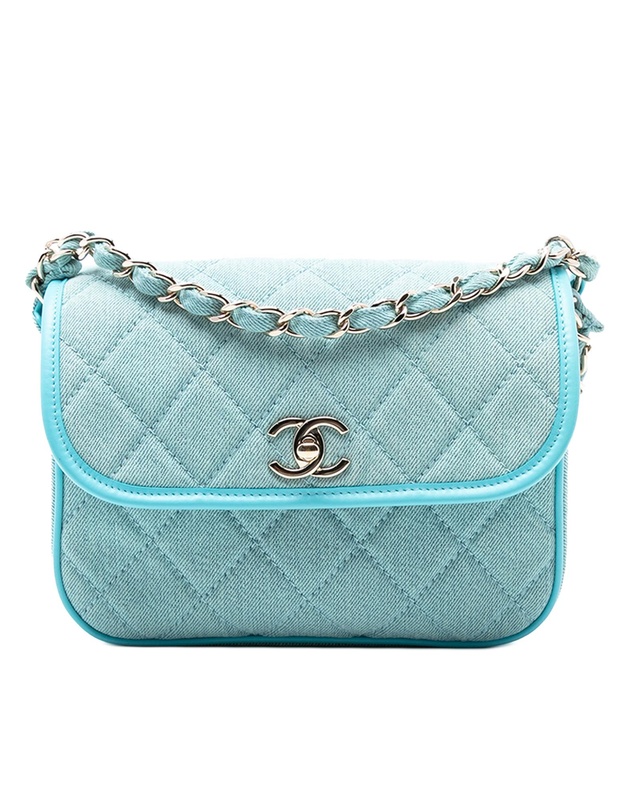 Pre-Loved by Azura Reborn - Pre-Loved Small CC Quilted Denim Messenger Flap