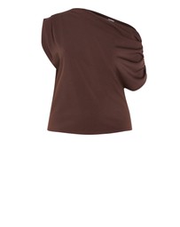 City Chic - Plus size Imani Off Shoulder Top - chocolate