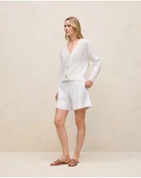 Trenery - Linen Relaxed Cardigan in Ivory