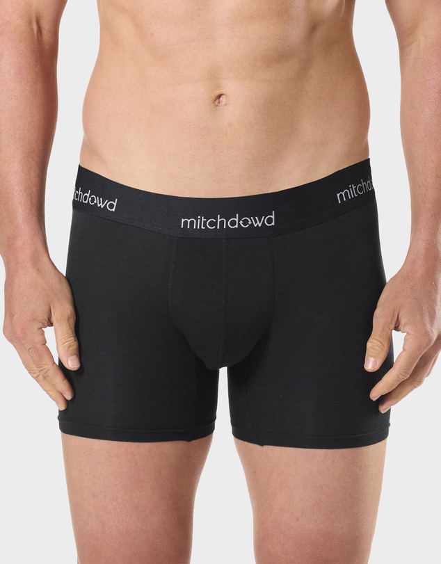 Mitch Dowd - Mens Stretch Cotton Comfort Long Leg Trunks 3 Pack - Black