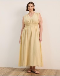 Atmos&Here Curvy - Luna Linen Blend Sleeveless Gathered Maxi Dress