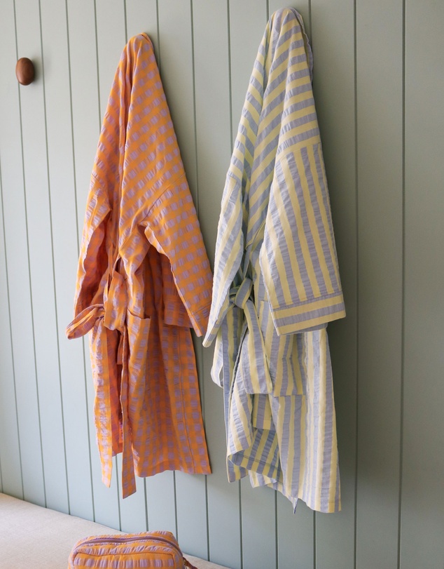 Mosey Me - Butter Blue Seersucker Short Robe