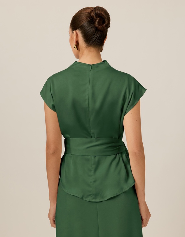 Tussah - Violet Drape Tie Detail Satin Top