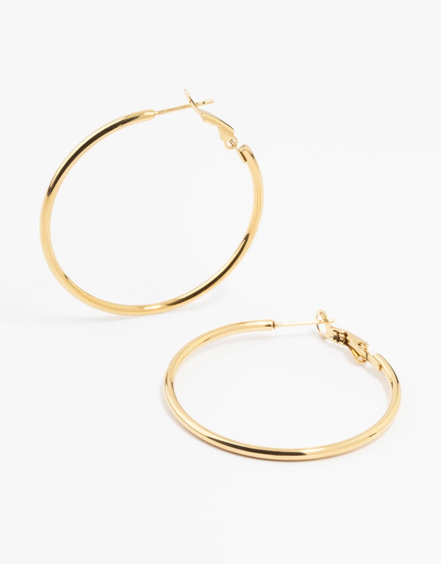 Lovisa - Gold Plated Surgical Steel Thin Hoop Earrings 40 MM