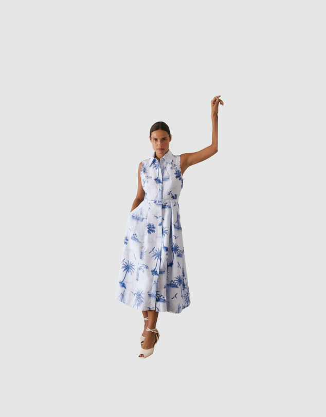 Trenery - Toile Print Sleeveless Shirt Dress
