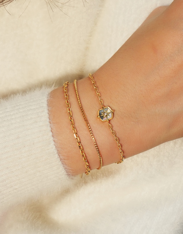Ania Haie - Ania Haie Gold Colour-Block Mother of Pearl Star Bracelet