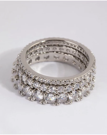Lovisa - Silver Cubic Zirconia Triple Band Ring