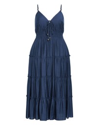 City Chic - Plus size Aiza Tier Maxi Dress - petrol