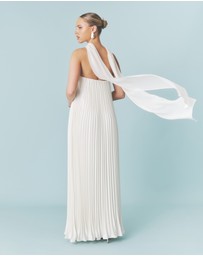 Six Stories - Pleated Satin Bandeau Maxi Dress