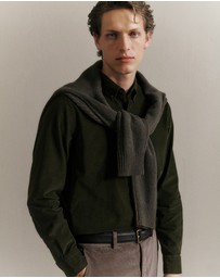 Trenery - Regular Fit Cord Shirt in Winter Moss